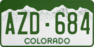 CO license plate AZD684