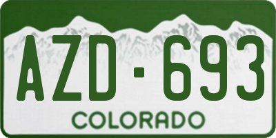CO license plate AZD693