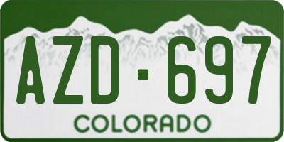 CO license plate AZD697