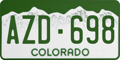 CO license plate AZD698