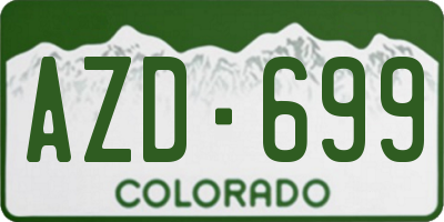 CO license plate AZD699