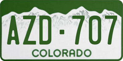 CO license plate AZD707