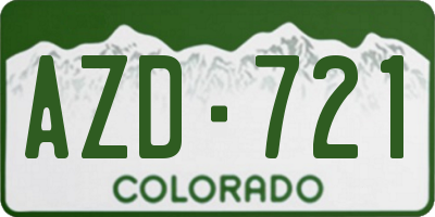 CO license plate AZD721