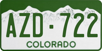 CO license plate AZD722