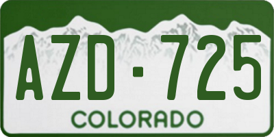 CO license plate AZD725