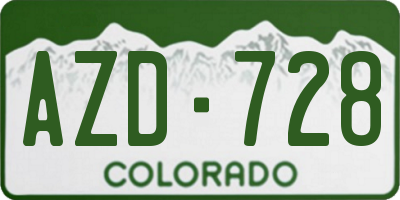 CO license plate AZD728