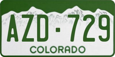 CO license plate AZD729