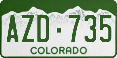 CO license plate AZD735