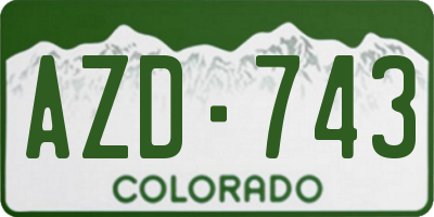 CO license plate AZD743