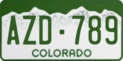 CO license plate AZD789