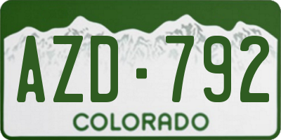 CO license plate AZD792