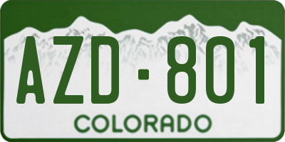 CO license plate AZD801