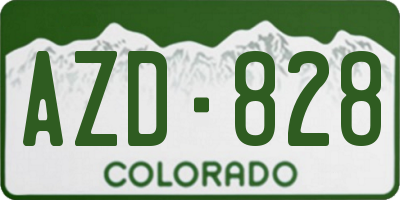 CO license plate AZD828