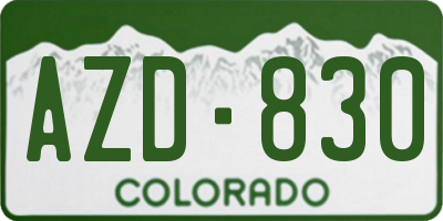 CO license plate AZD830