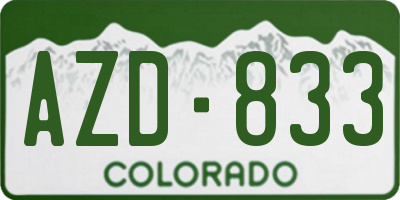 CO license plate AZD833