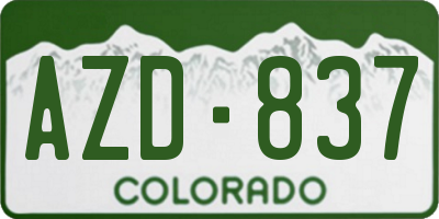 CO license plate AZD837
