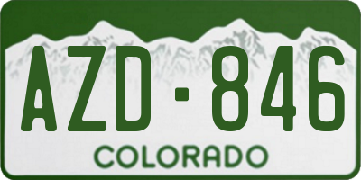 CO license plate AZD846