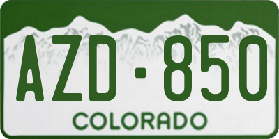 CO license plate AZD850