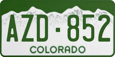 CO license plate AZD852