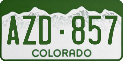 CO license plate AZD857