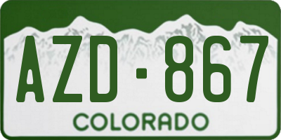 CO license plate AZD867