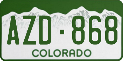 CO license plate AZD868