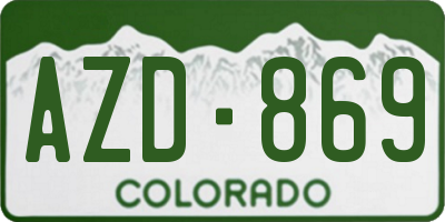 CO license plate AZD869