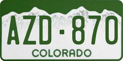 CO license plate AZD870