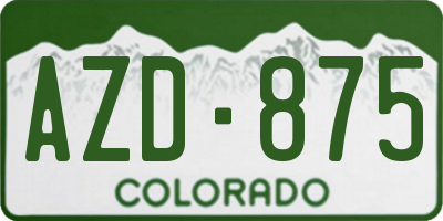 CO license plate AZD875