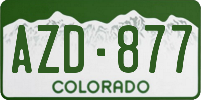 CO license plate AZD877