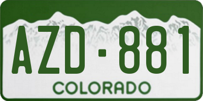 CO license plate AZD881