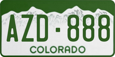 CO license plate AZD888