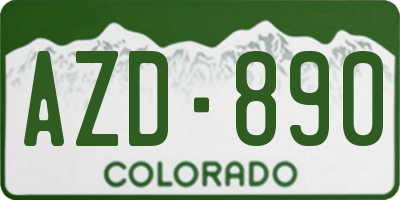 CO license plate AZD890