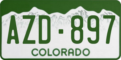 CO license plate AZD897