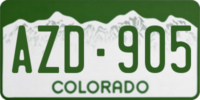 CO license plate AZD905