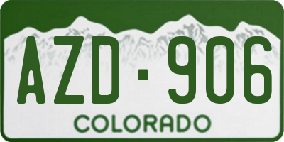 CO license plate AZD906