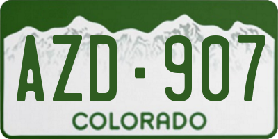 CO license plate AZD907
