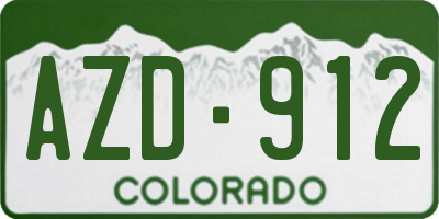 CO license plate AZD912