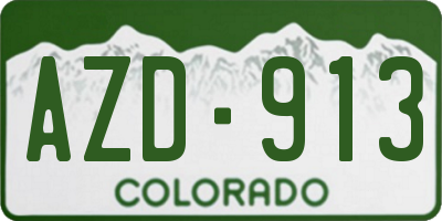 CO license plate AZD913