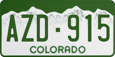 CO license plate AZD915