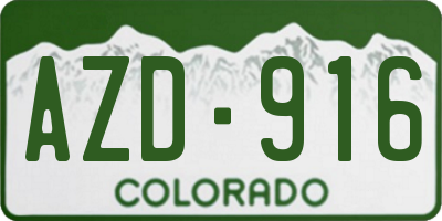 CO license plate AZD916
