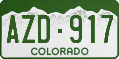 CO license plate AZD917