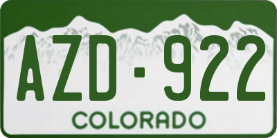 CO license plate AZD922