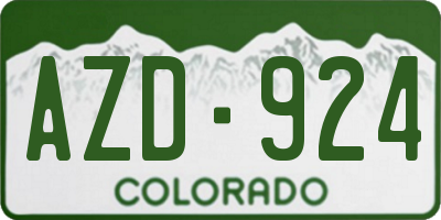 CO license plate AZD924