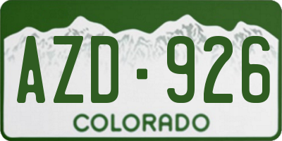 CO license plate AZD926