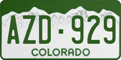 CO license plate AZD929