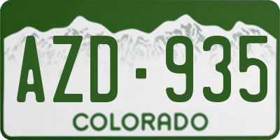 CO license plate AZD935