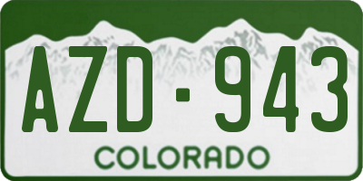 CO license plate AZD943