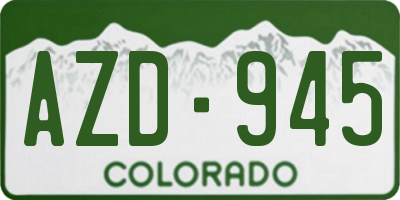 CO license plate AZD945