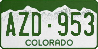 CO license plate AZD953